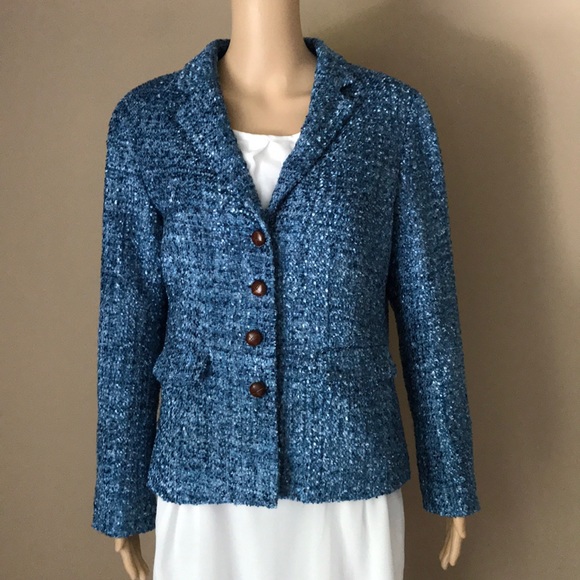 J. McLaughlin Jackets & Blazers - J. McLaughlin blue tweed blazer Sz 10